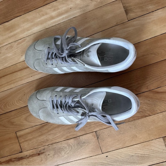Adidas Gazelle grey suede 7 1/2 white stripes and bottoms - Picture 7 of 8